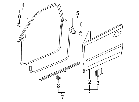 2007 Pontiac G6 Door & Components Sealing Strip Asm-Front Side Door Bottom Auxiliary Diagram for 25855450