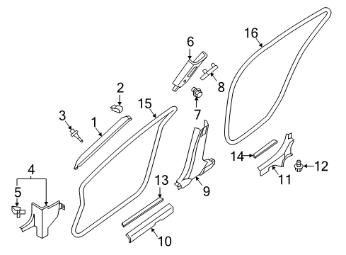 2019 Nissan Maxima Interior Trim - Pillars, Rocker & Floor Clip Diagram for 84953-JA00A