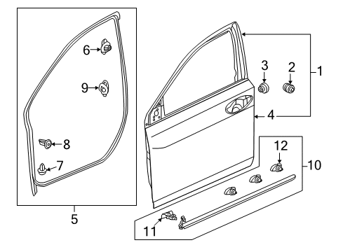 2014 Acura RLX Front Door Sub-Seal, Left Front Door (Lower) Diagram for 72368-TY2-A01