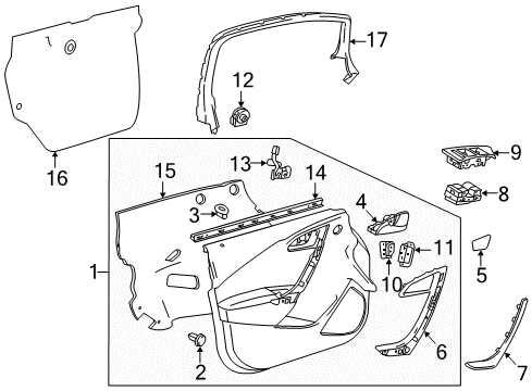 2012 Buick Verano Interior Trim - Front Door Water Deflector Diagram for 13387027