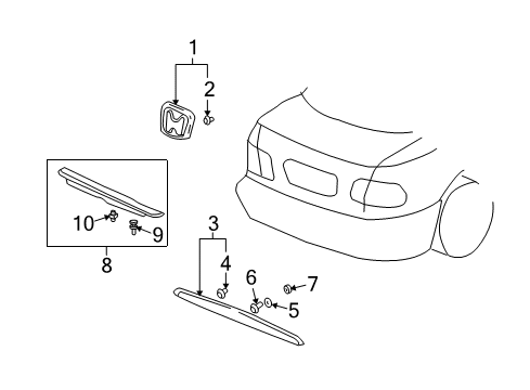 2005 Honda Civic Spoiler, Exterior Trim Bolt (6X20) Diagram for 90105-S47-003