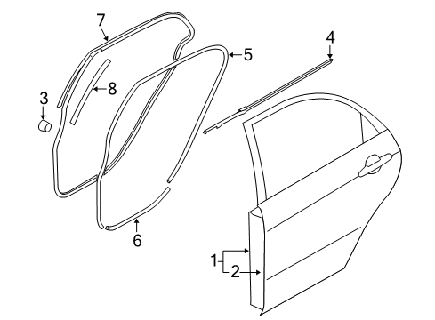 2006 Kia Spectra5 Rear Door WEATHERSTRIP-Rear Door Body Side Diagram for 831202F200IM