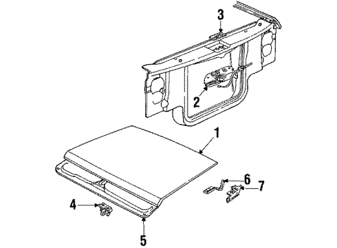 1990 Dodge Dakota Hood & Components W/S/CATCH Assembly-Hood Half Diagram for 4482149