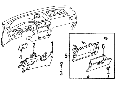 1996 Toyota Tercel Instrument Panel Lower Trim Panel Diagram for 55459-16040-B0