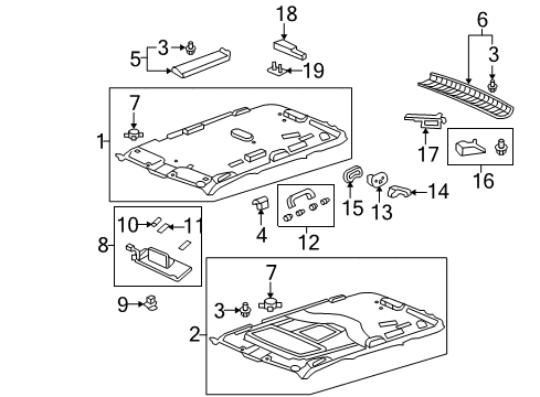2014 Honda Pilot Interior Trim - Roof Sunvisor (Atlas Gray) Diagram for 83230-SZA-A04ZB