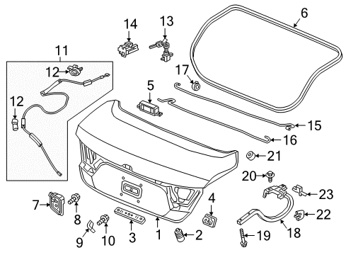 2021 Honda Accord Trunk Slider Assy, Trunk Diagram for 74877-TBA-000