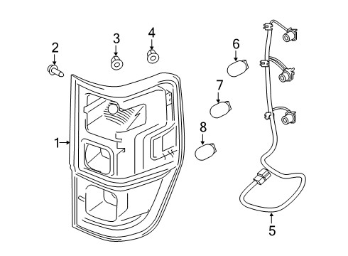 2021 Ford Ranger Bulbs Back Up Lamp Retainer Diagram for -W717430-S300