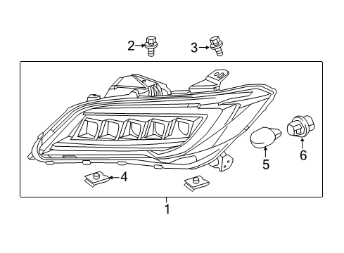 2018 Acura RDX Bulbs Headlight Assembly Passenger Side Diagram for 33100-TX4-A51