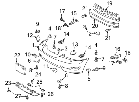 2008 Lexus RX350 Front Bumper Side Seal Screw Diagram for 90080-15090