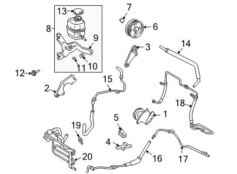 2004 Lexus RX330 P/S Pump & Hoses, Steering Gear & Linkage Steering Gear Outlet Return Hose Diagram for 44416-0E011