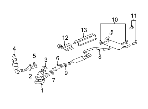 2009 Saturn Aura Exhaust Components Converter & Pipe Diagram for 15943288