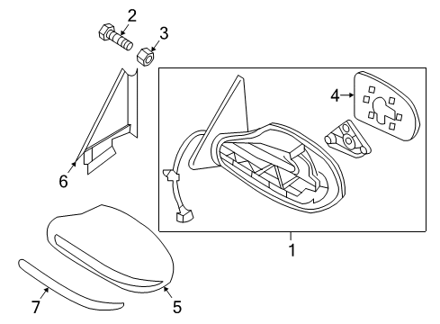 2010 Nissan Altima Outside Mirrors Corner FINISHER RH In Diagram for 80292-JA00A