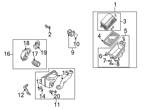 1999 Infiniti QX4 Filters Body Assembly-Air Cleaner Diagram for 16528-0W000