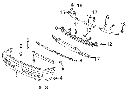 2002 Lexus LX470 Front Bumper Bumper Cover Side Bracket Diagram for 52147-60050