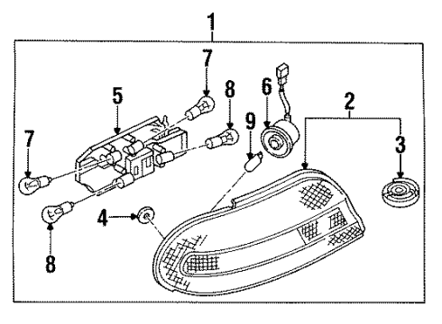 1993 Nissan Altima Bulbs Lamp Re Combination RH Diagram for B6550-2B100