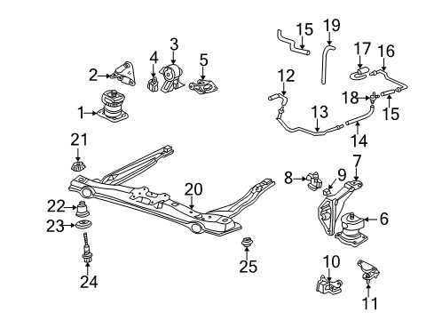 2002 Acura TL Engine & Trans Mounting Rubber, Rear Transmission Mounting Diagram for 50806-S0K-A80