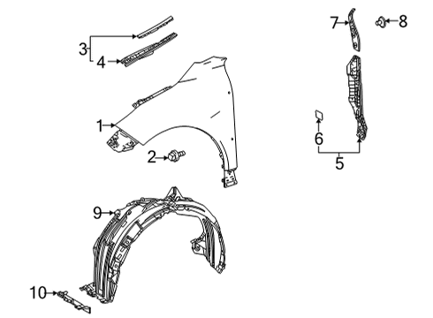 2022 Toyota Venza Fender & Components Fender Liner Diagram for 53876-48190