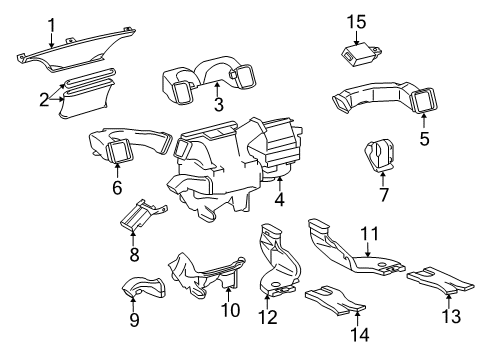 2012 Toyota Tacoma Air Conditioner Heat Duct Diagram for 55844-04100