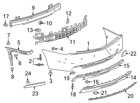 2018 Cadillac CT6 Rear Bumper Reflector Diagram for 84116244