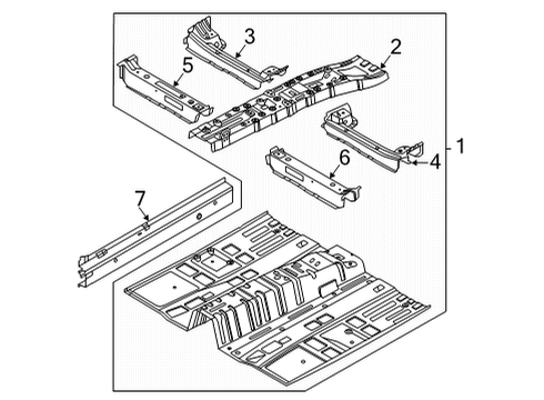 2022 Kia K5 Floor & Rails Reinforcement Assembly-C Diagram for 65131L3000