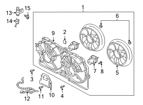 2003 Chevrolet Impala Cooling System, Radiator, Water Pump, Cooling Fan Shroud Asm, Engine Coolant Fan Diagram for 19130419