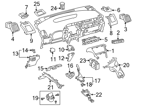 2011 Toyota Prius Instrument Panel Center Panel Diagram for 55474-47080