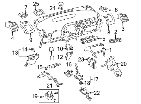 2011 Toyota Prius Instrument Panel Finish Panel Diagram for 55044-47060