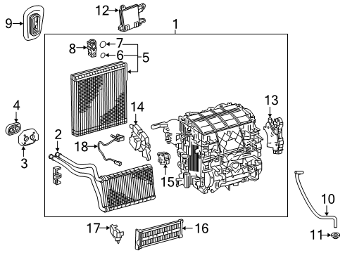 2020 Toyota Corolla Heater Core & Control Valve Heater Core Diagram for 87107-02370