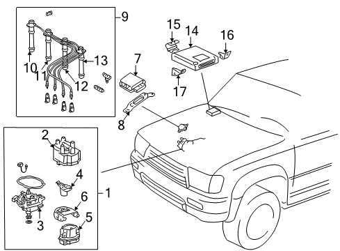 1996 Toyota 4Runner Powertrain Control ECM Front Bracket Diagram for 89669-35050