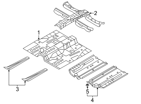 2014 Hyundai Sonata Pillars, Rocker & Floor - Floor & Rails Cover-Under, Front, LH Diagram for 84135-4R000