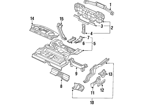 1991 Acura Integra Rear Body Panel Set, Rear Floor Diagram for 04655-SK8-A00ZZ