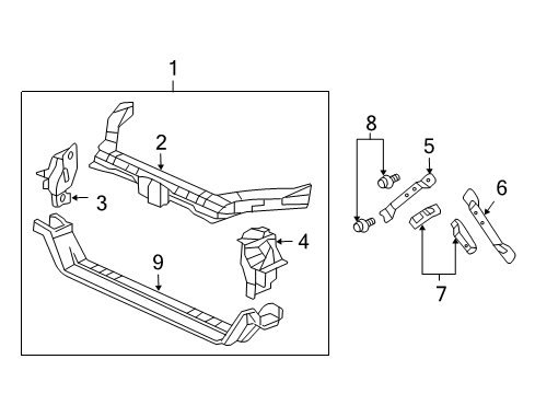 2006 Acura TL Radiator Support Frame Set, Front Bulkhead Center (Upper) Diagram for 04602-SEP-A10ZZ