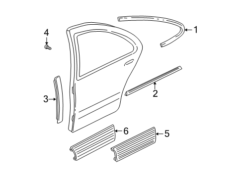 2004 Pontiac Grand Am Exterior Trim - Rear Door Applique Asm-Rear Side Door Window Frame Front Diagram for 15784721