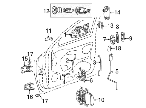 2003 Dodge Durango Front Door - Lock & Hardware Front Door Latch Diagram for 55256712AL