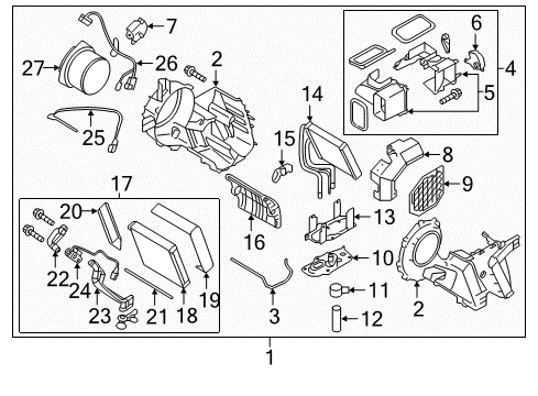 2015 Infiniti QX80 A/C Evaporator & Heater Components Air Mix Actuator Assembly Diagram for 27742-1LA1A