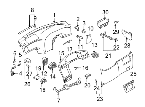 2001 Hyundai Elantra Instrument Panel Screw-Tapping Diagram for 971172D000
