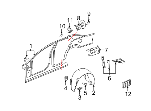 Diagram for 2006 Cadillac STS Quarter Panel & Components