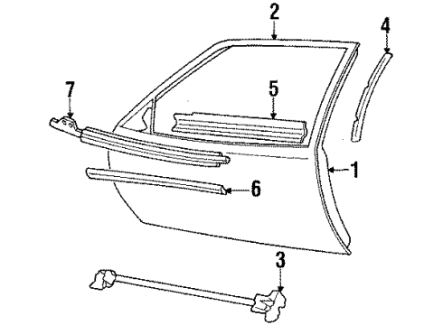 1994 Chevrolet Lumina Front Door & Components, Exterior Trim Molding Asm-Front Side Door Center *Black/Red Diagram for 10198546