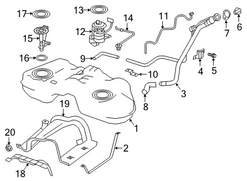 2020 Infiniti QX50 Fuel Supply Band Assy-Fuel Tank Mounting Diagram for 17406-5NA0A