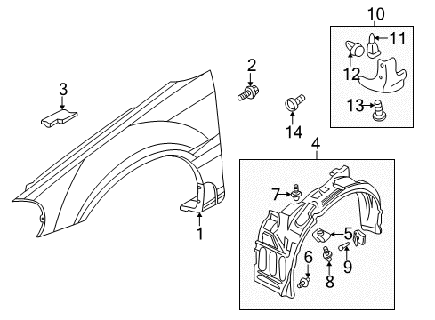 2003 Dodge Stratus Fender & Components, Exterior Trim Shield-Splash Diagram for MN133264