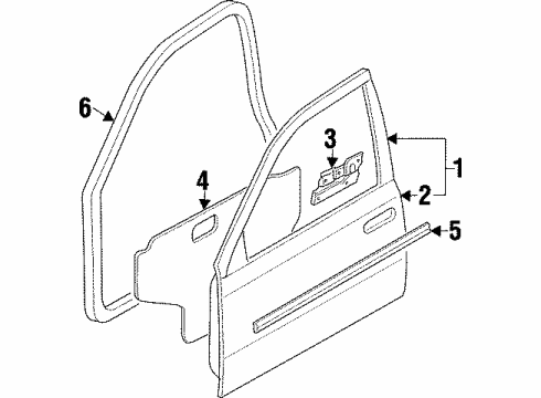 1999 Infiniti Q45 Front Door Door Window Regulator Assembly, Left Diagram for 80721-6P015