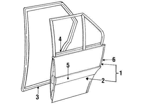 1996 Ford Escort Rear Door & Components, Exterior Trim Side Molding Diagram for F7CZ5825532APTM