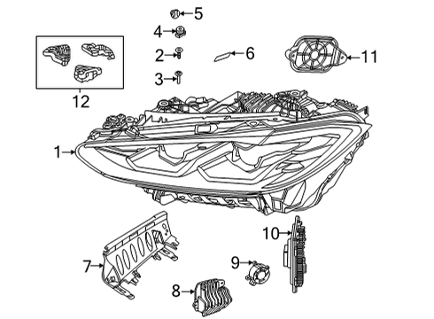 2022 BMW M4 Headlamp Components Set Of Screws Diagram for 63117440363