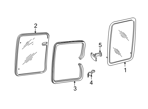 2004 Ford Ranger Side Glass Hinge Diagram for E7TZ-1329954-A