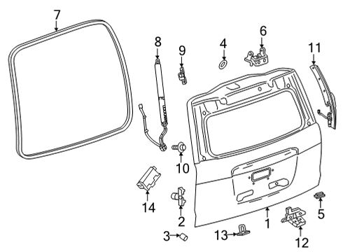 2022 GMC Yukon XL Lift Gate Lift Gate Diagram for 84806965