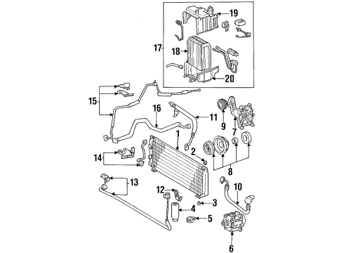 1993 Toyota Corolla Condenser, Compressor & Lines, Evaporator Components Compressor Diagram for 88320-1A160-84
