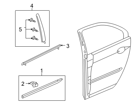 2011 Acura RL Exterior Trim - Rear Door Protector, Left Rear Door (Forged Silver Metallic) Diagram for 75323-SJA-A11ZJ