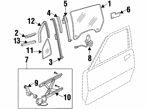 1997 Toyota Paseo Front Door Window Motor Diagram for 85710-16100