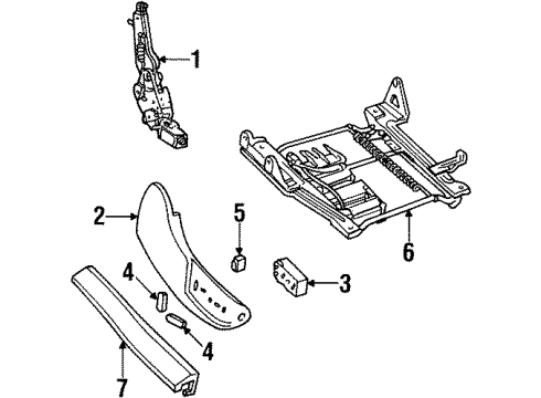 1994 Lincoln Mark VIII Front Seat Components, Tracks & Components Seat Switch Diagram for F3LY14A701A