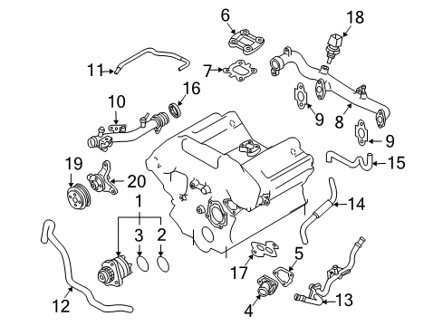 2006 Infiniti M35 Powertrain Control Outlet-Water Diagram for 11060-AE200